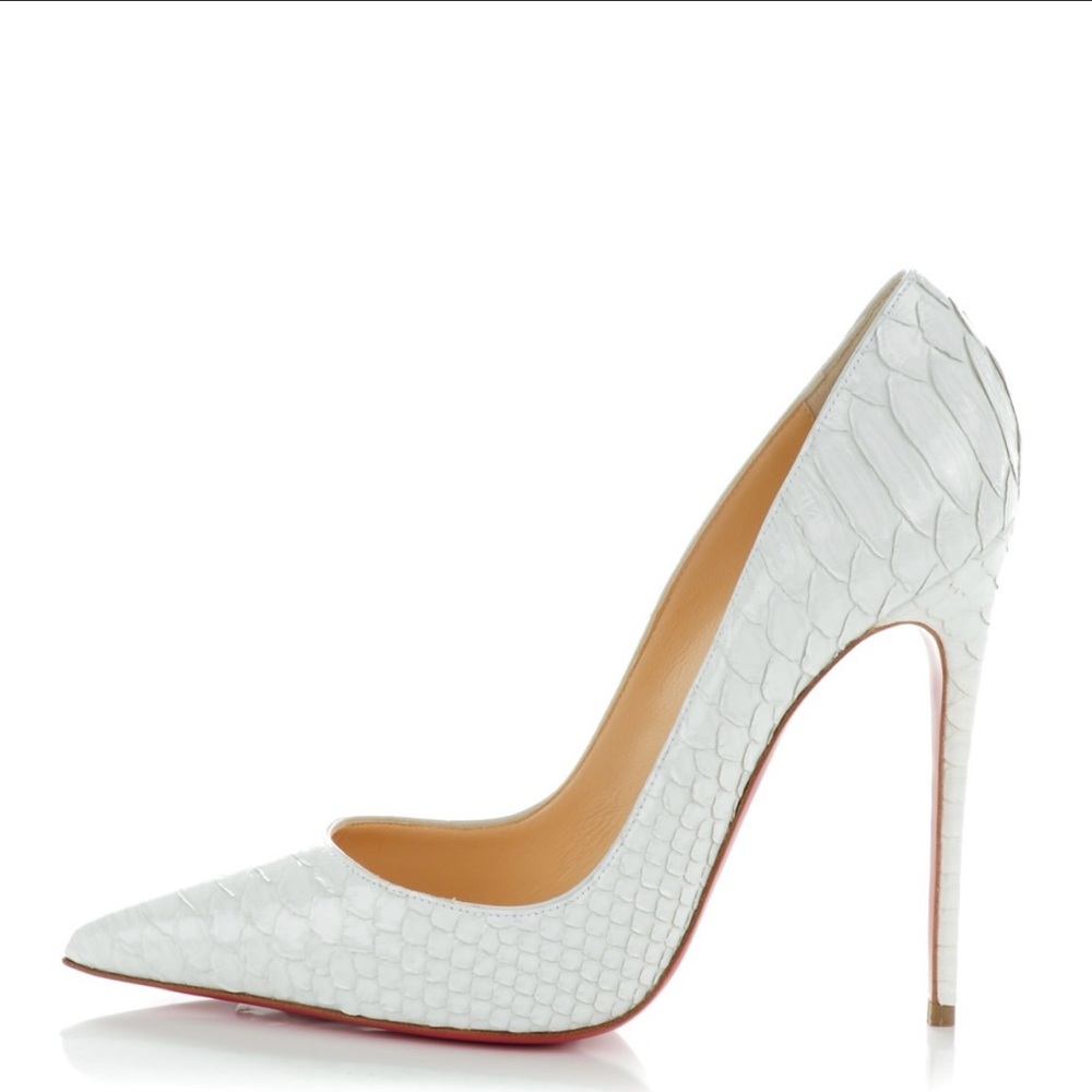 Christian Louboutin Pigalle 120mm Python Crystal White Glacier Size 40.5